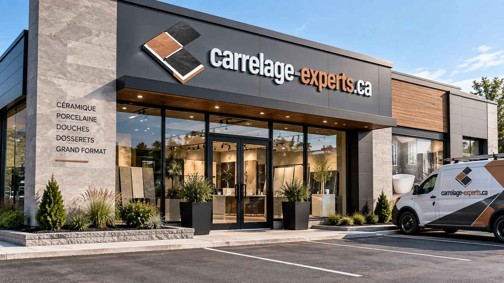 Façade d'un commerce de carrelage